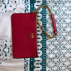 Coach hot pink wrist wallet